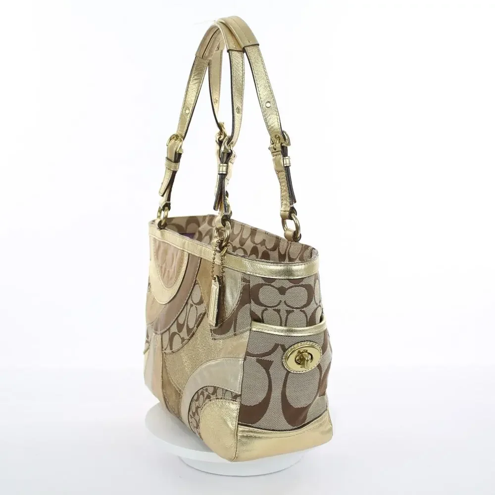 Coach Vintage Gold Metallic Patchwork Tote Bag